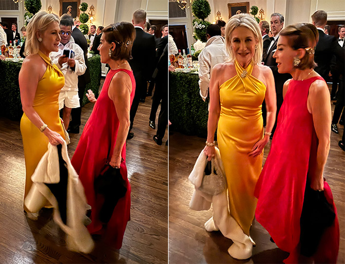 Two of the most active and influential woman in the world of marketing and public relations, Martha Stewart’s publicist (among her active clientele) Susan Magrino and Peggy Siegel in red.