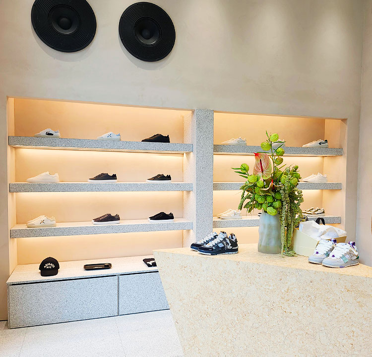 Sneakers On Display in Noho