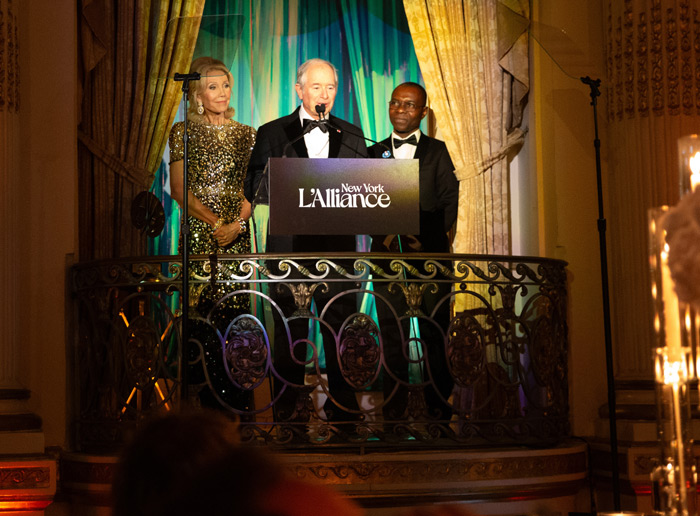 Christine and Stephen Schwarzman with Thani Mohammed Soilihi. Stephen has been awarded the Légion d’Honneur and the Ordre des Arts et des Lettres, both at the Commandeur level.