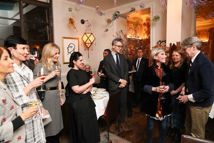 Amy Fine Collins, Brooke Hainey, Steff Yotka, Michael Hainey, Michele Gerber Klein, Eve MacSweeney, and Andrew Bolton at Sistina