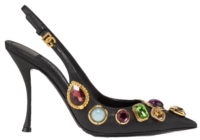 Dolce & Gabbana Crystal-Embellished Leather Slingback Pumps $1995