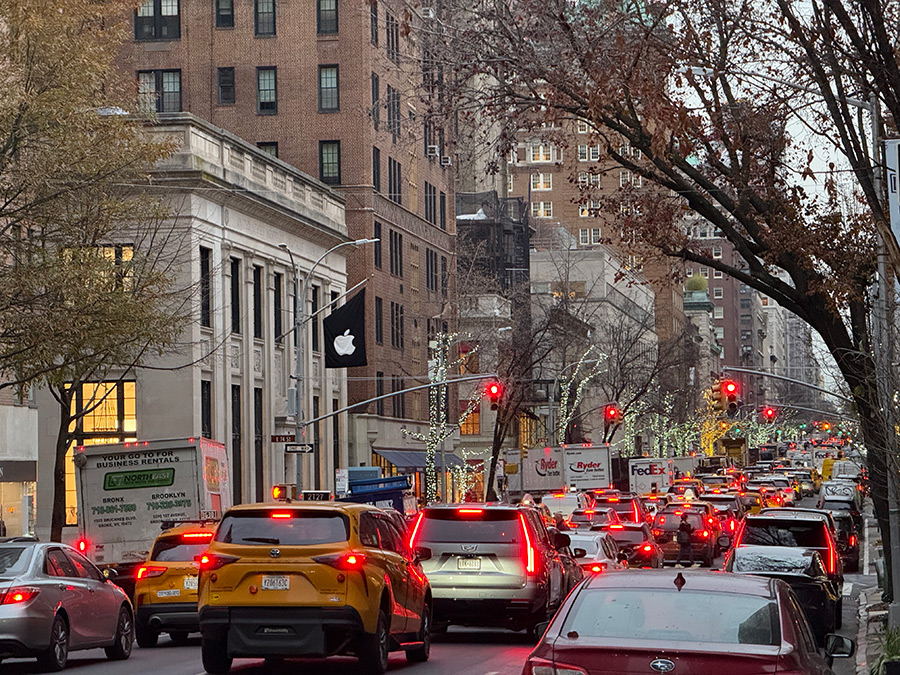 Madison Avenue, jammed.