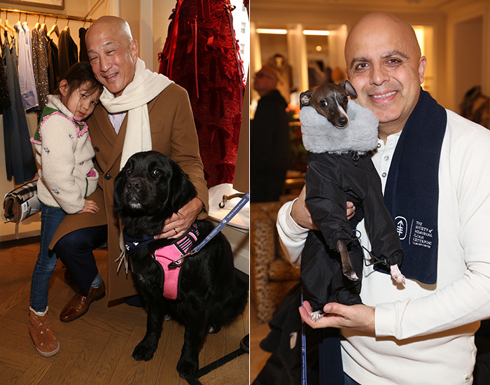 Dr. Andrew Kung, daughter, and with MSK Caring Canine Therapy Dog; Gigi MSK Caring Canine Therapy Dog.