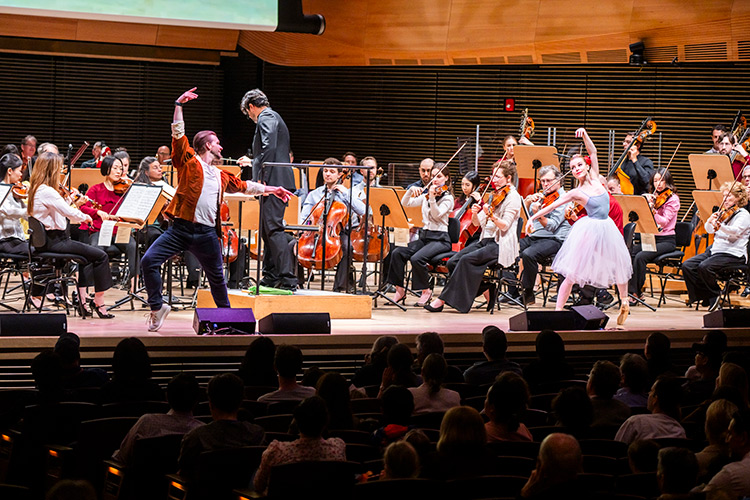 The New York Philharmonic was joined by conductor Domingo Hindoyan, host and dancer Daniel Ulbricht, and dancer Ella Titus for the dance-themed Young People’s Concert 